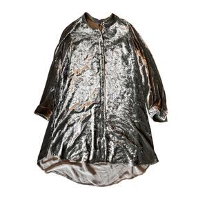 Eileen Fisher mandarin collar velvet Tunic shirt dress Green women’s